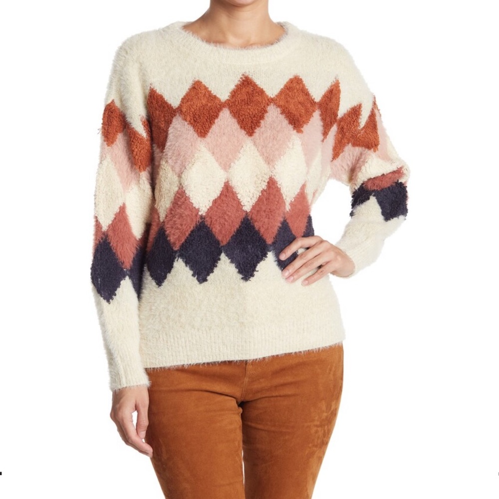 FRNCH NIYA ARGYLE SWEATER IN BEIGE